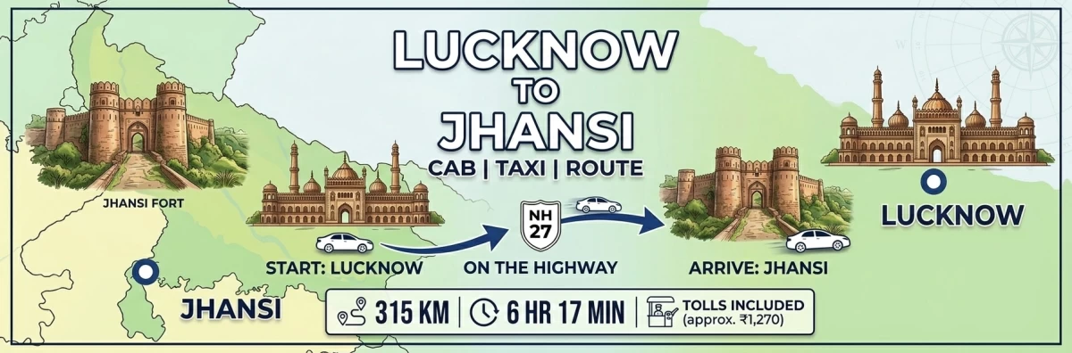 Lucknow to Jhansi route